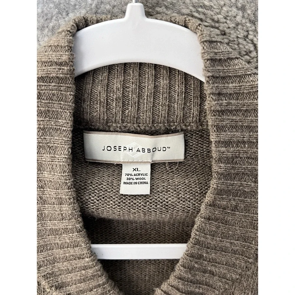 Joseph Abboud Wool Blend Button Up Cardigan Sweater Mens Size XL Brown Pockets